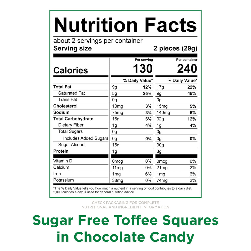Russell Stover toffee squares, individually wrapped for freshness and portability.