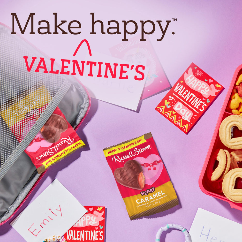 Valentine party favor featuring wrapped chocolate hearts.