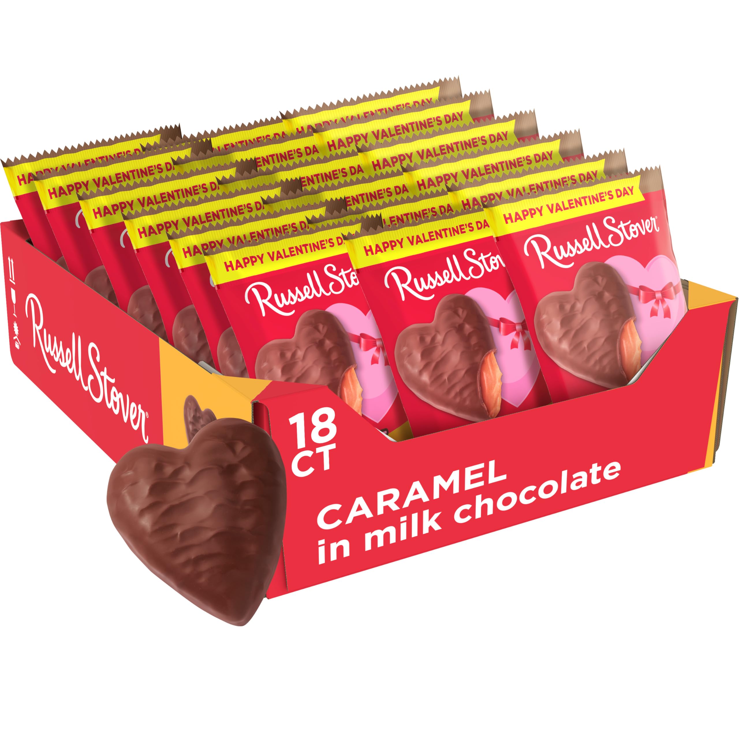 RUSSELL STOVER Valentine milk chocolate caramel heart ready for gifting.