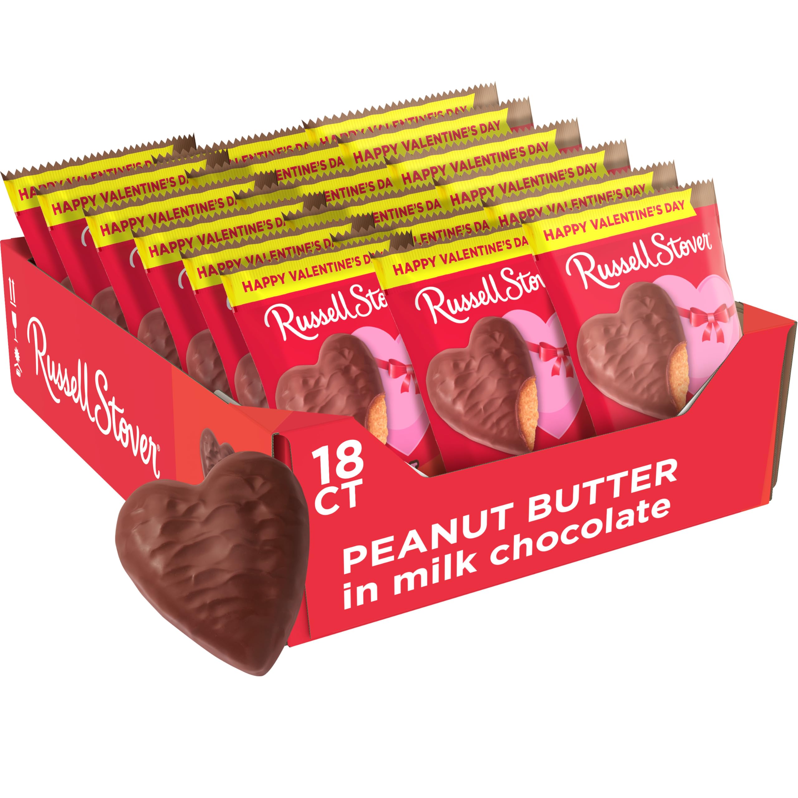 RUSSELL STOVER Valentine's Day milk chocolate peanut butter heart, 1.3 oz, ideal for gifting.