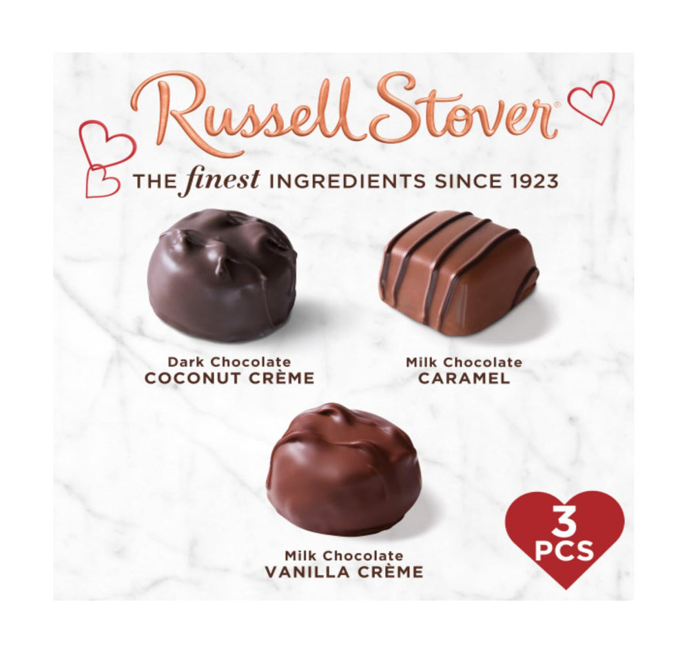 Russell Stover Valentines Day photo heart box packaging ready for gifting