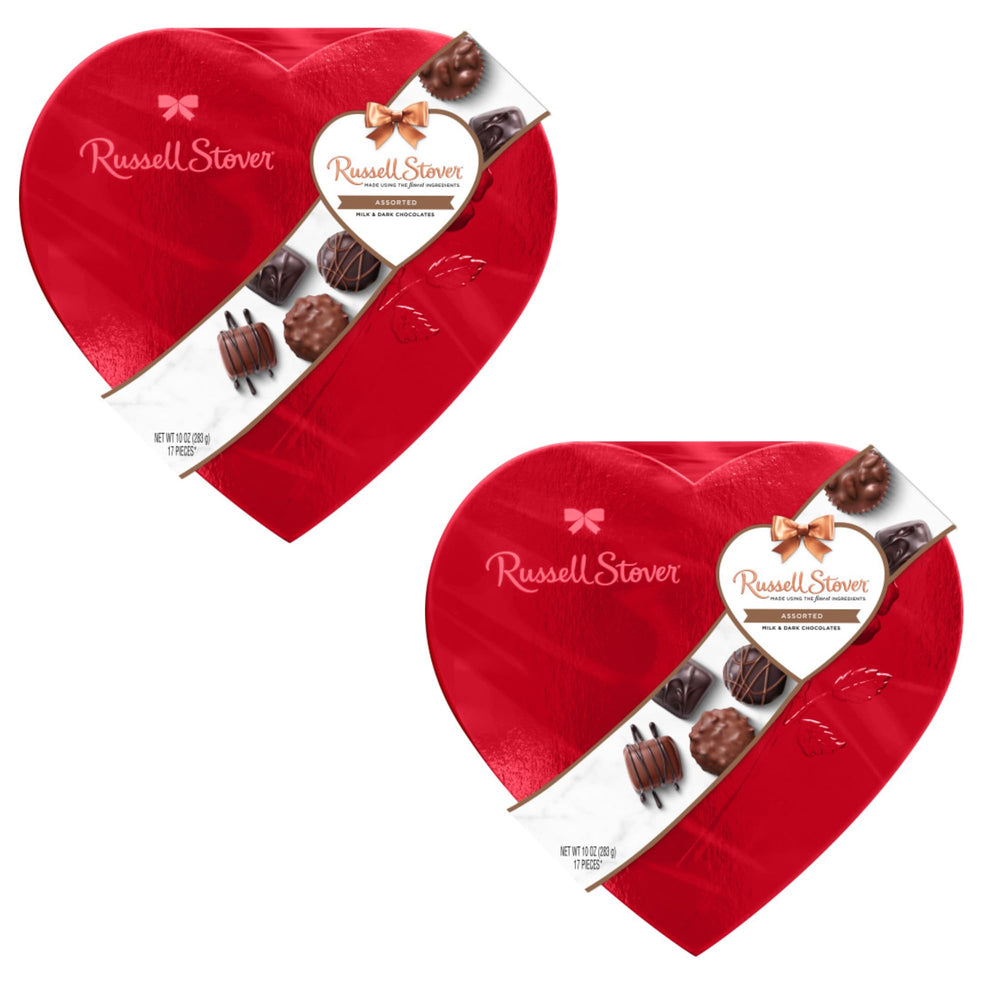 Russell Stover Valentine's two-pack heart boxes for sharing sweetness.