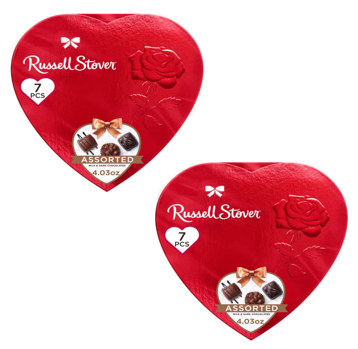 Russell Stover Valentine heart box with 7-piece assortment for sharing