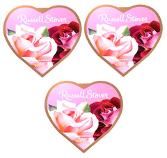 Russell Stover valentines photo heart box 3-pack front view, gift-ready design