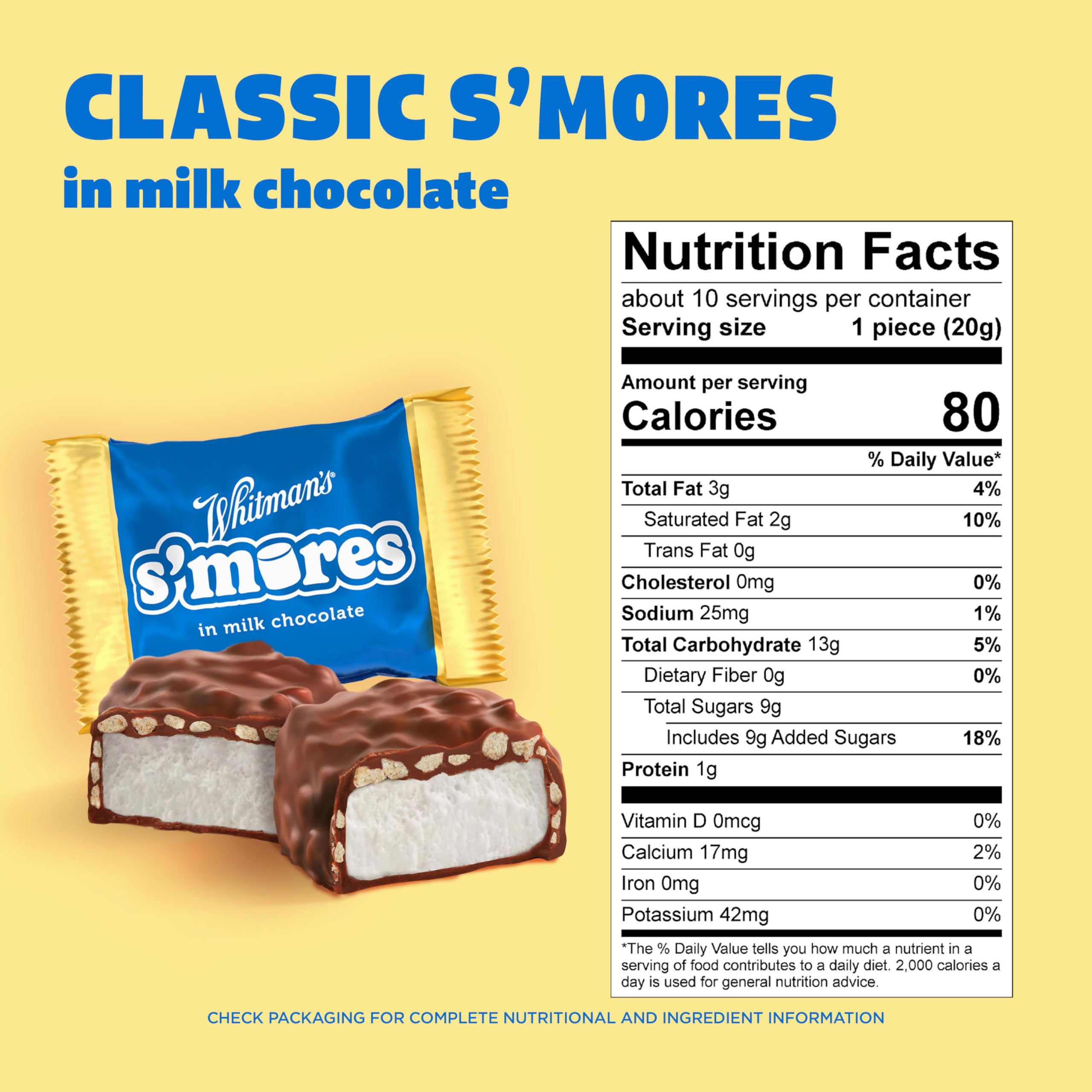Whitman's S'Mores bag with milk chocolate and graham pieces, perfect for sharing