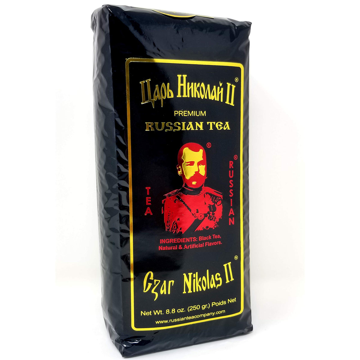 Russian Tea Tea Czar Nikolas II premium black tea packaging, premium presentation for gifting.