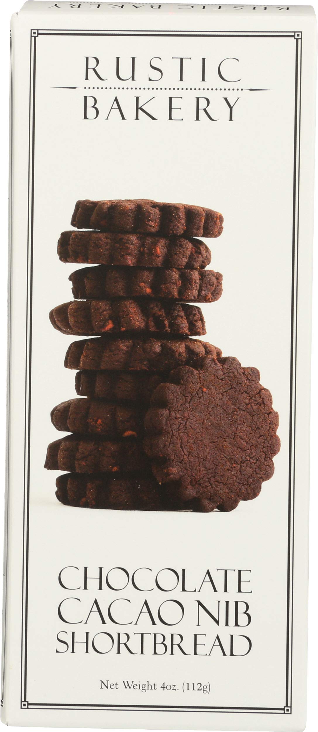 Rustic Bakery chocolate cocoa nib cookies packaging showing gift-ready appeal