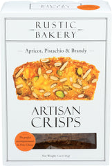 Rustic Bakery crisps apricot pistachio brandy close-up showing delicate texture for cheese boards.