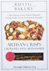 Rustic Bakery tart cherry cacao nib almond crisps closeup highlight balanced fruit and chocolate notes.