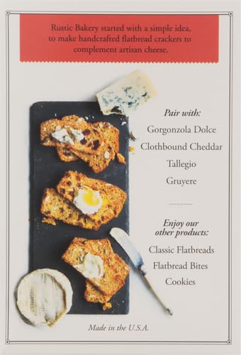Rustic Bakery tart cherry cacao nib almond crisps wood background suggests handcrafted appeal.