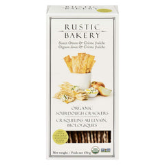 Rustic Bakery Onion Creme French crackers in a pack, perfect for cheese boards.