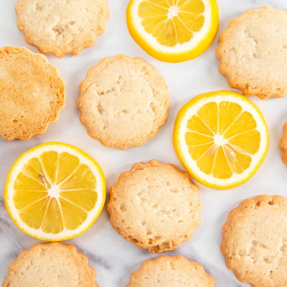 Elegant gift packaging for Rustic Bakery Meyer Lemon Shortbread gift set.