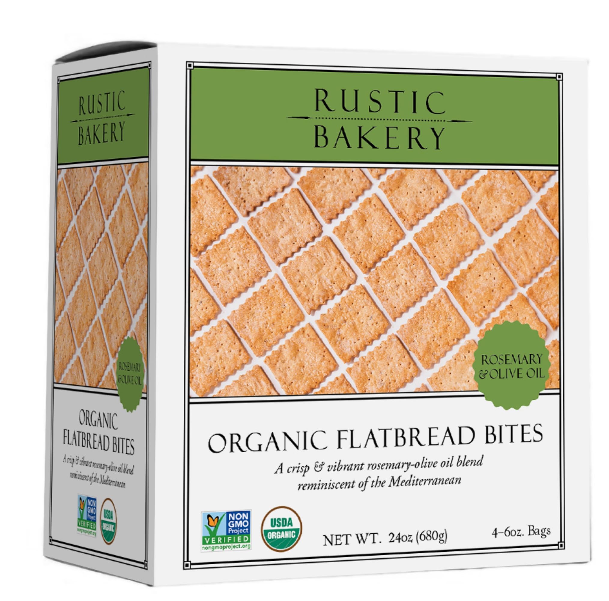 Rustic Bakery Rosemary Olive Oil flatbread bites beside artisanal cheese for a cheese board