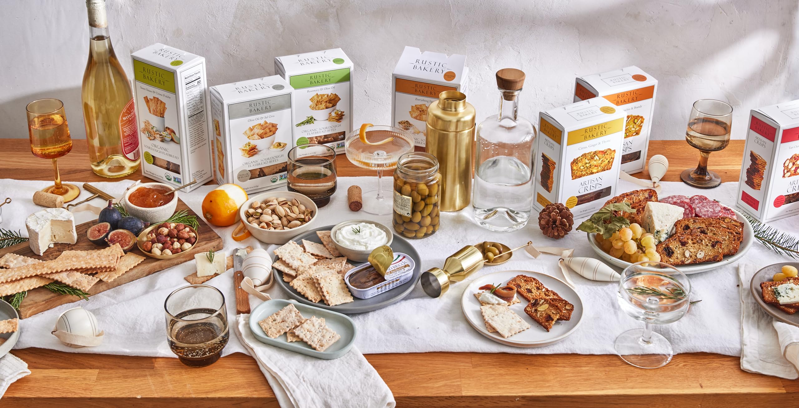 Rustic Bakery handmade crackers showcasing rustic texture and Mediterranean flavors