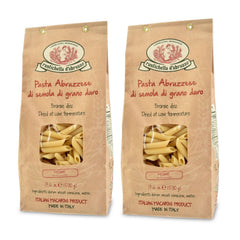 Rustichella d'Abruzzo penne pack2 500g shows authentic durum wheat for hearty meals.