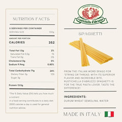 Rustichella d'Abruzzo spaghetti uncooked bundles ready to boil for quick dinners.