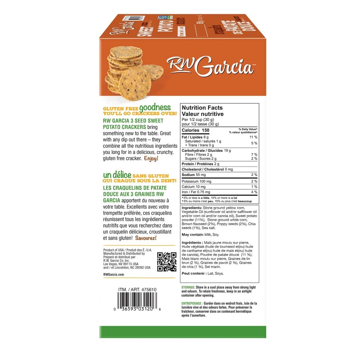 RW Garcia 3-Seed Sweet Potato Crackers serving as a crunchy snack with dips