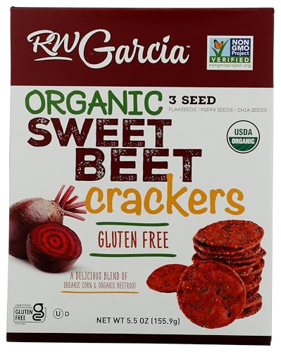 RW Garcia Organic Sweet Beet Crackers seed blend with flax, poppy, and chia seeds