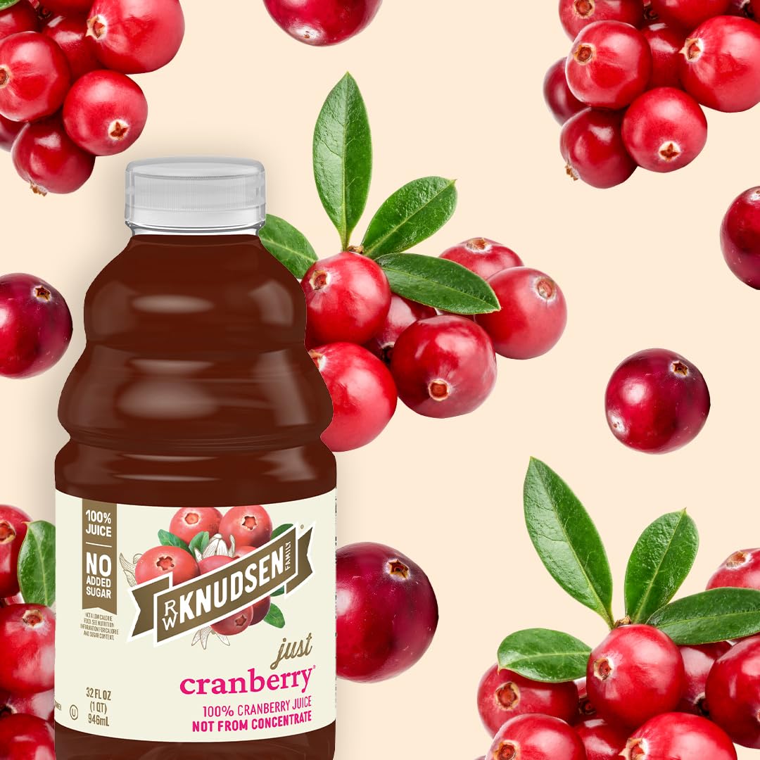 R.W. Knudsen Cranberry Juice Non-GMO seal visible on bottle.
