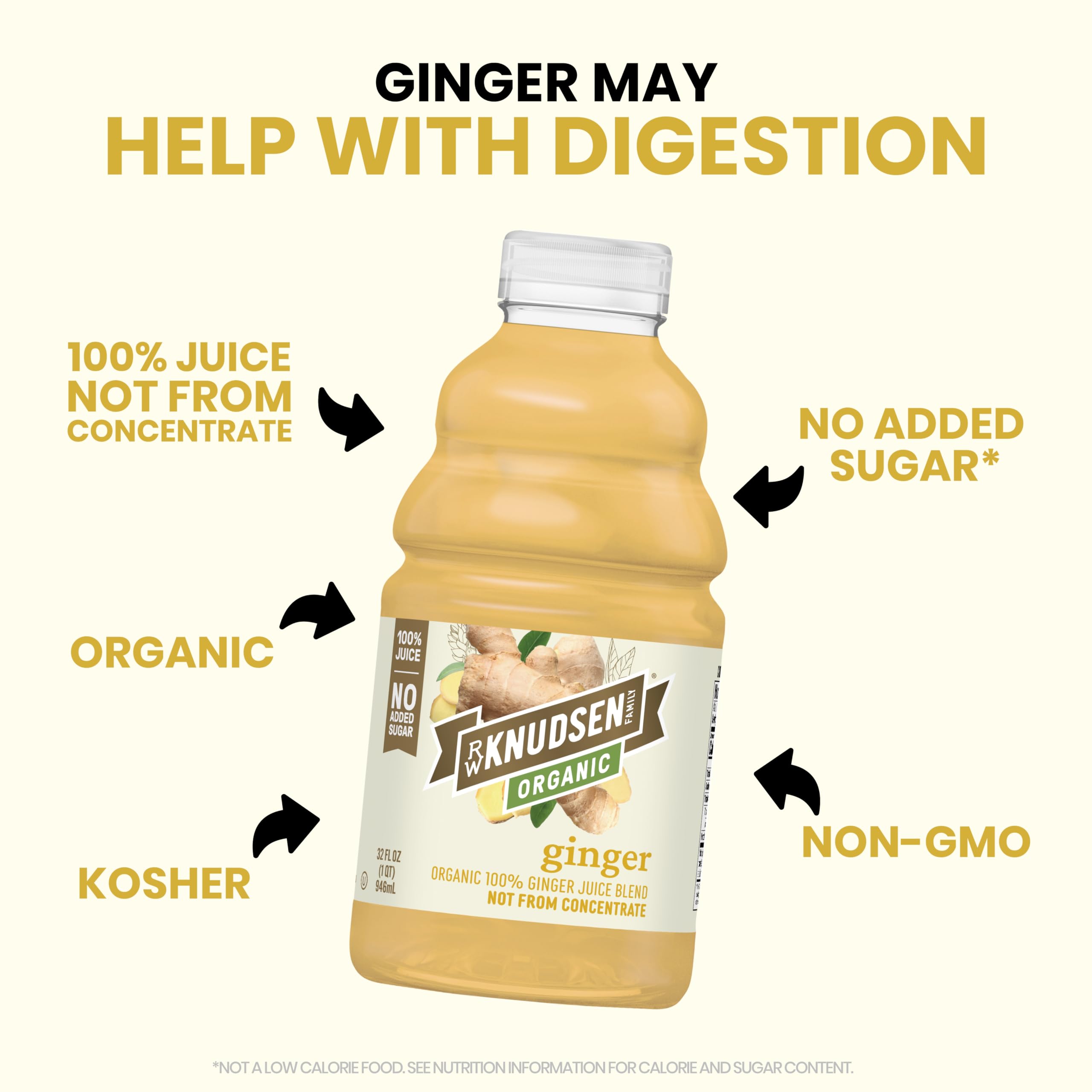 Smoothie poured with RW Knudsen Ginger Juice for a bright ginger flavor