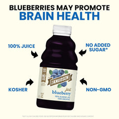 R.W. Knudsen Just Blueberry Juice bottle on ice enhances daily drinks