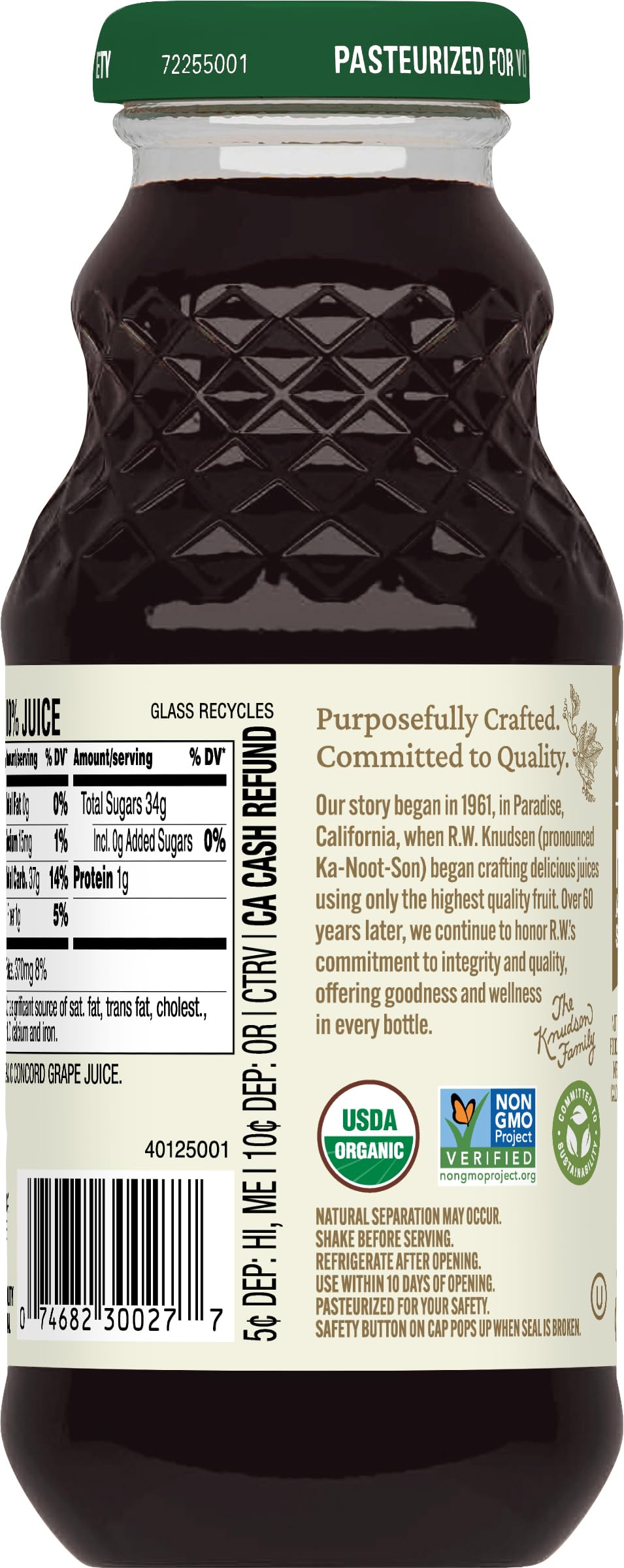 R.W. Knudsen Just Concord Grape Juice 12-pack highlights convenient family bundle.