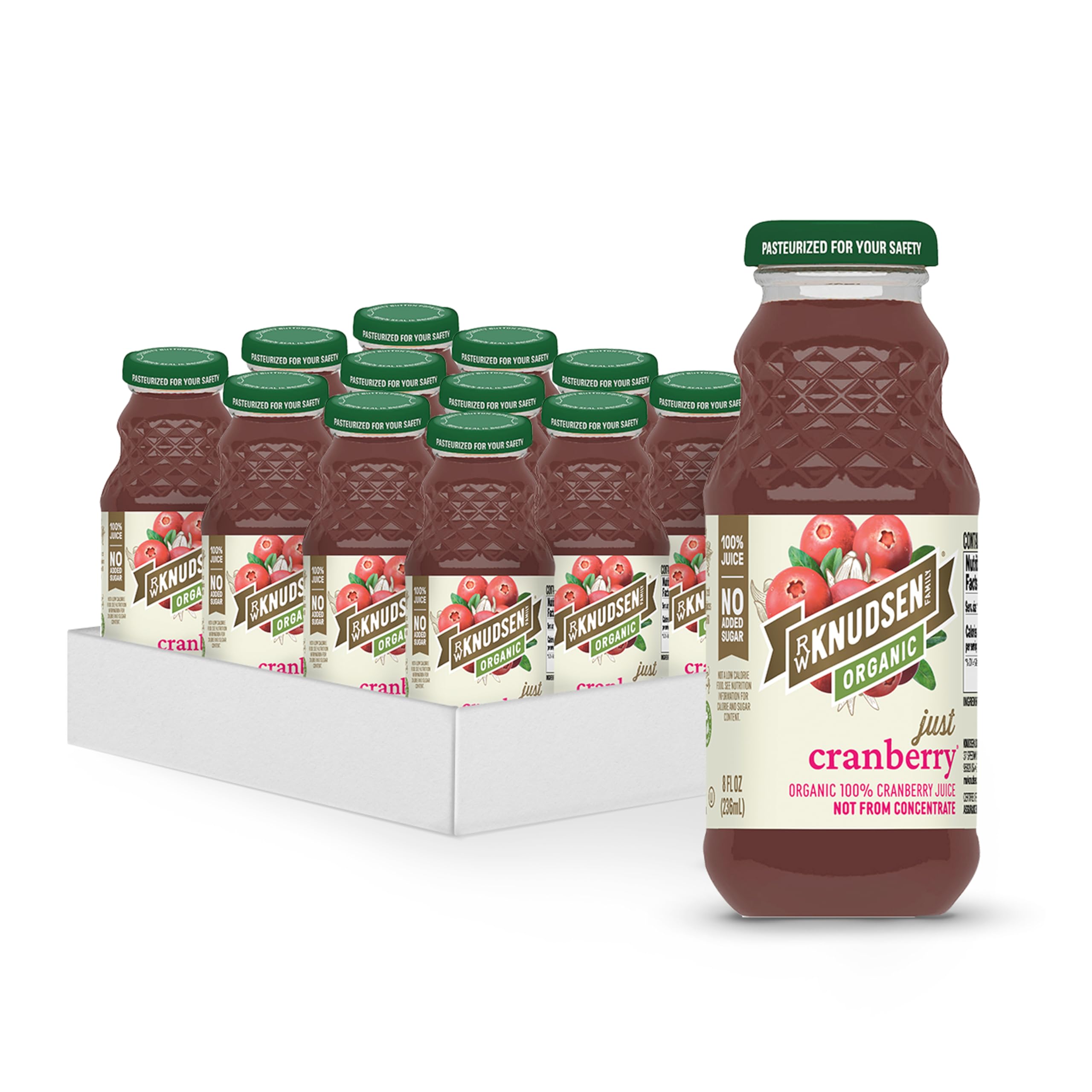 Close-up of cranberries highlighting natural flavor in R.W. Knudsen Organic Just Cranberry Juice