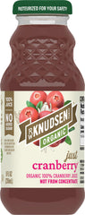 R.W. Knudsen Organic Just Cranberry Juice bottle front shows pure, tart flavor