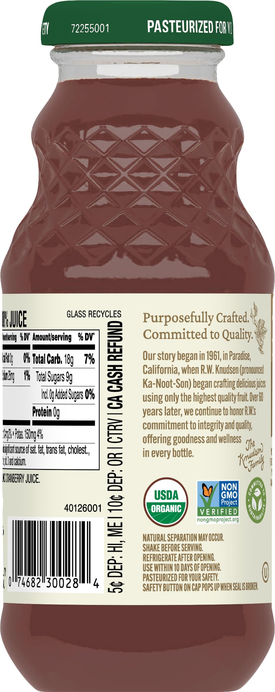 R.W. Knudsen Organic Just Cranberry Juice as cocktail mixer for festive drinks