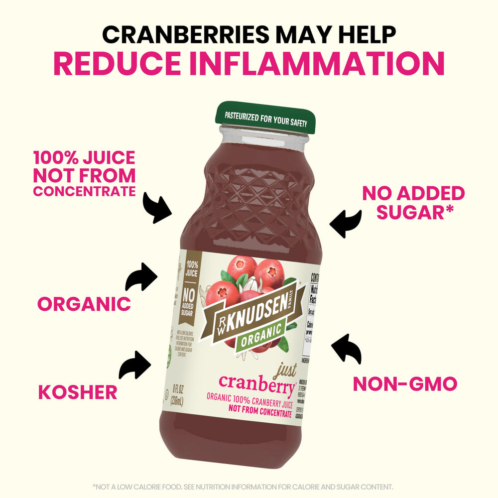 USDA Organic seal on R.W. Knudsen Organic Just Cranberry Juice bottle