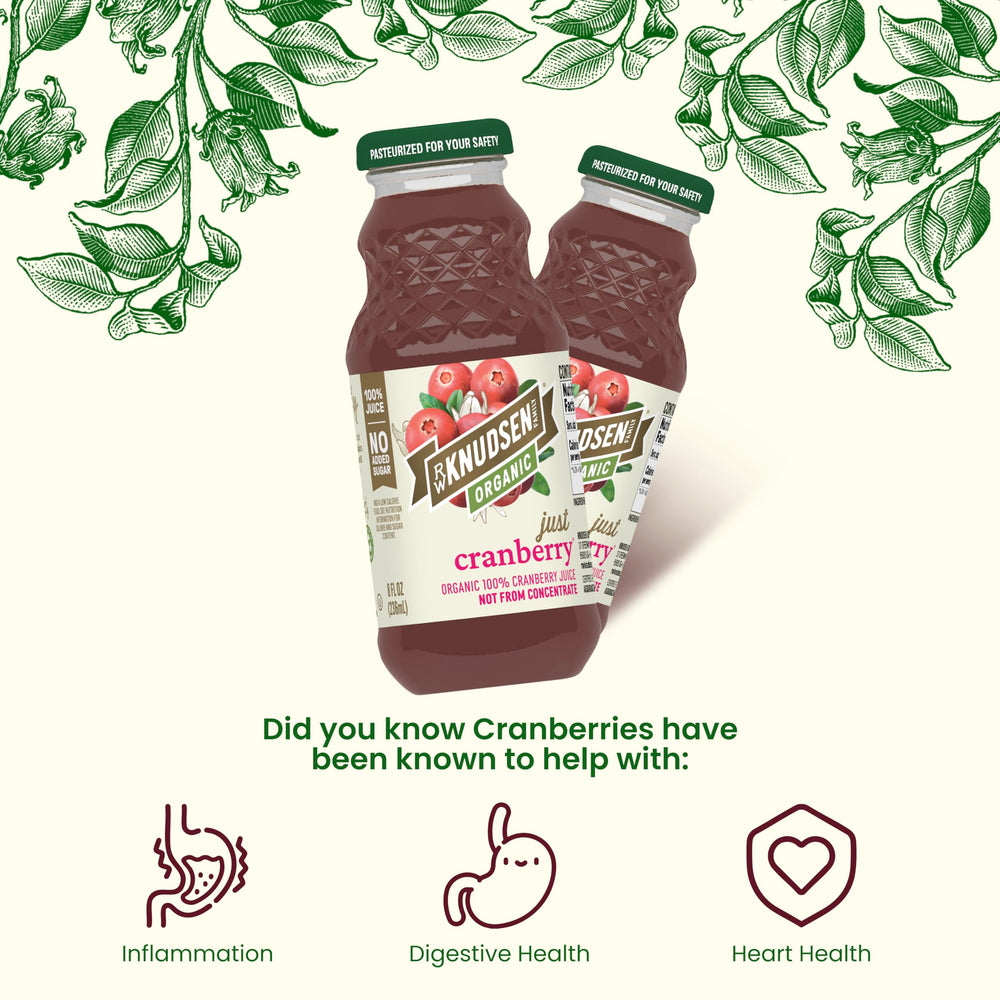 12-pack of R.W. Knudsen Organic Just Cranberry Juice for family gatherings
