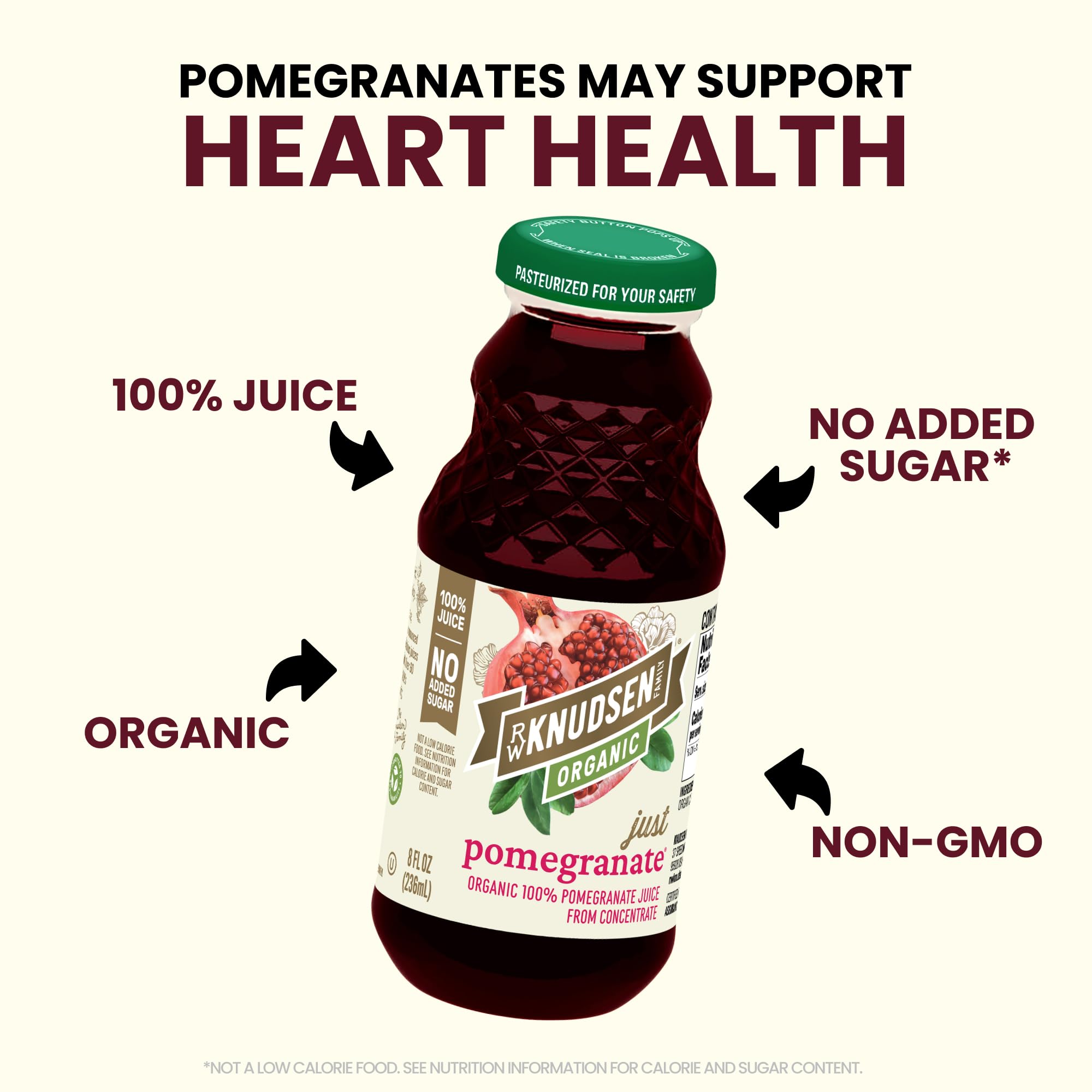 R.W. Knudsen Organic Pomegranate Juice pouring into a glass.