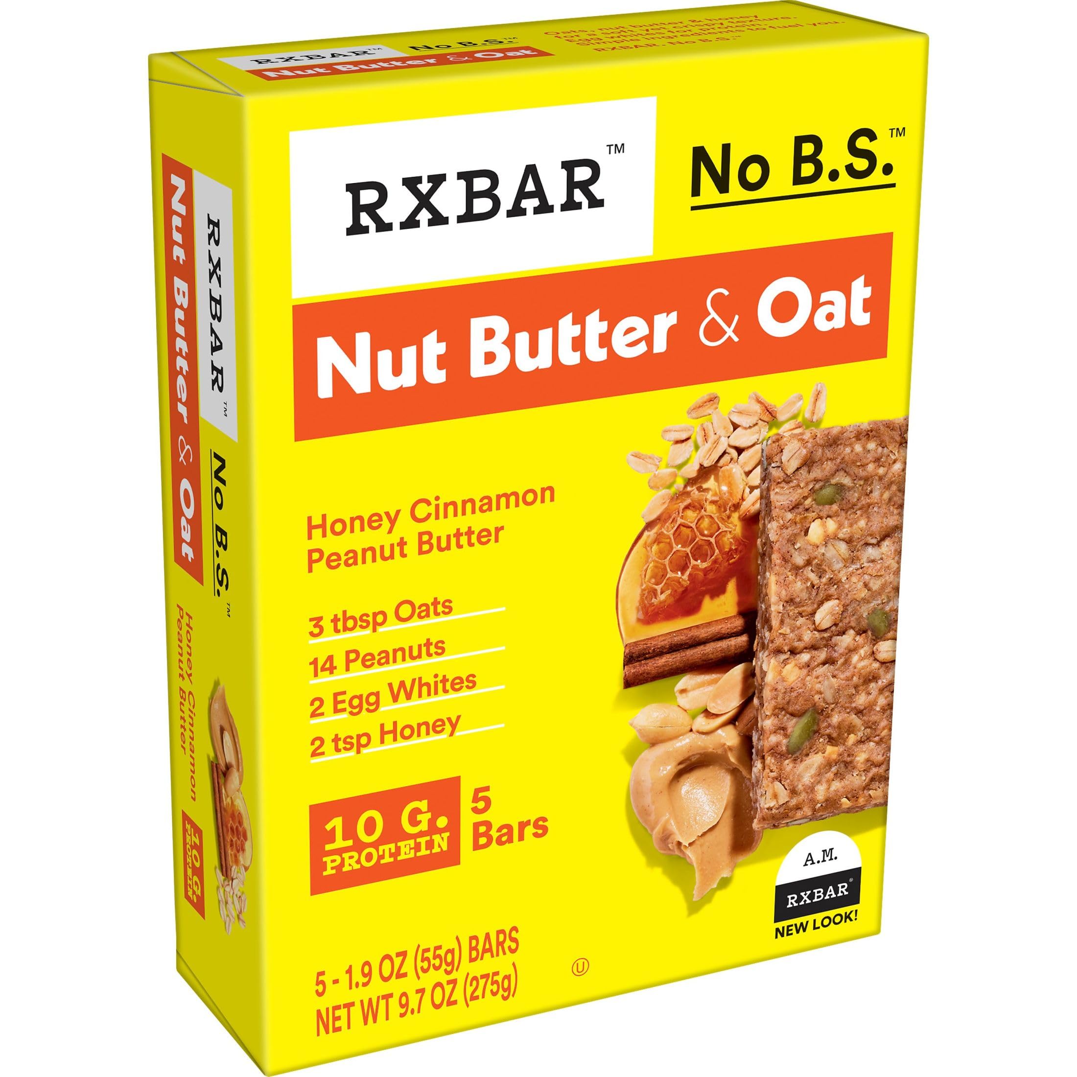 Close-up showing the bar texture and creamy nut butter in RXBAR