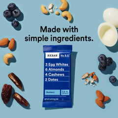RXBAR Blueberry bar showcases almonds and cashews for crunchy texture.