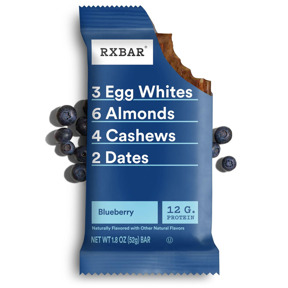 RXBAR Blueberry bar highlights dates binding ingredients for natural sweetness.