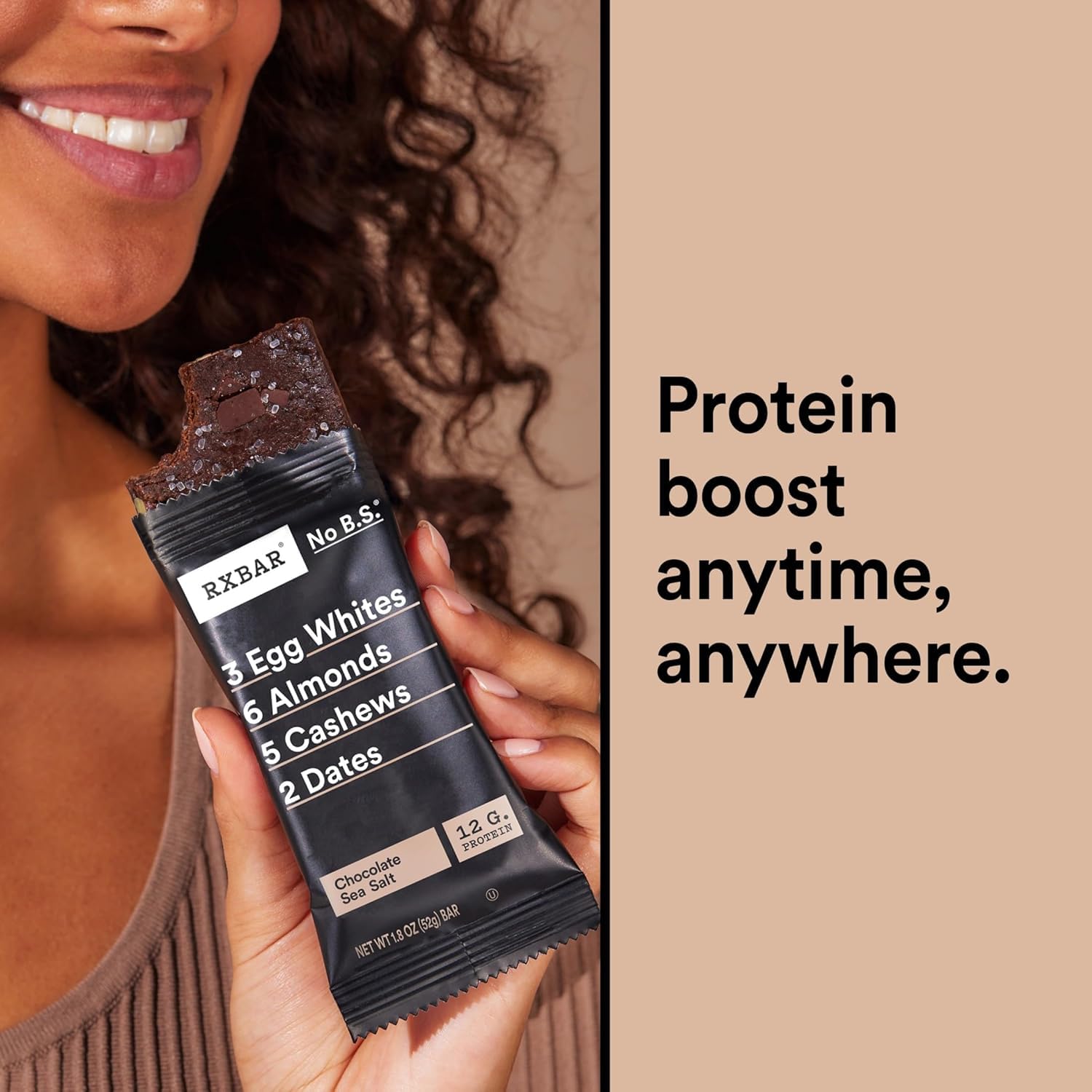 RXBAR Chocolate Sea Salt bar in a gym bag ready for pre- or post-workout fueling.