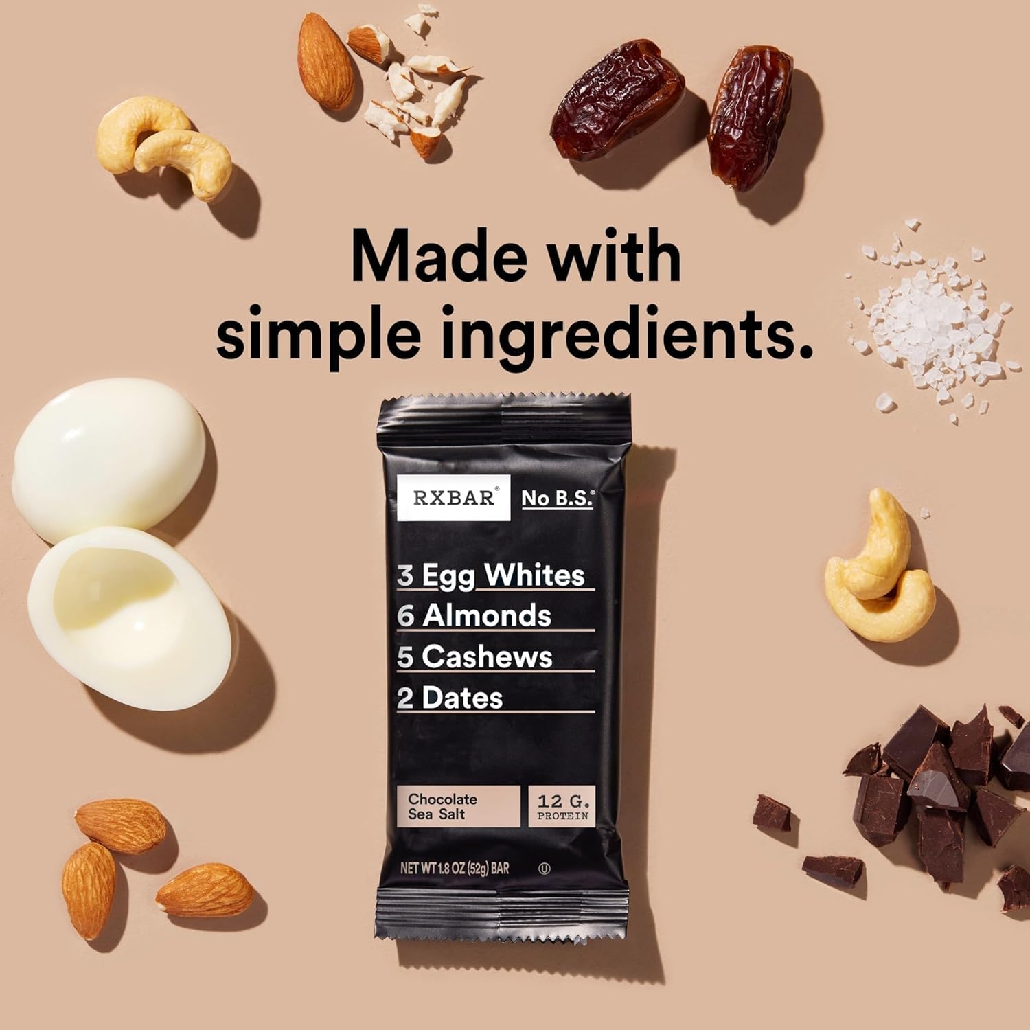 RXBAR Chocolate Sea Salt bar in hand for quick energy during busy days.