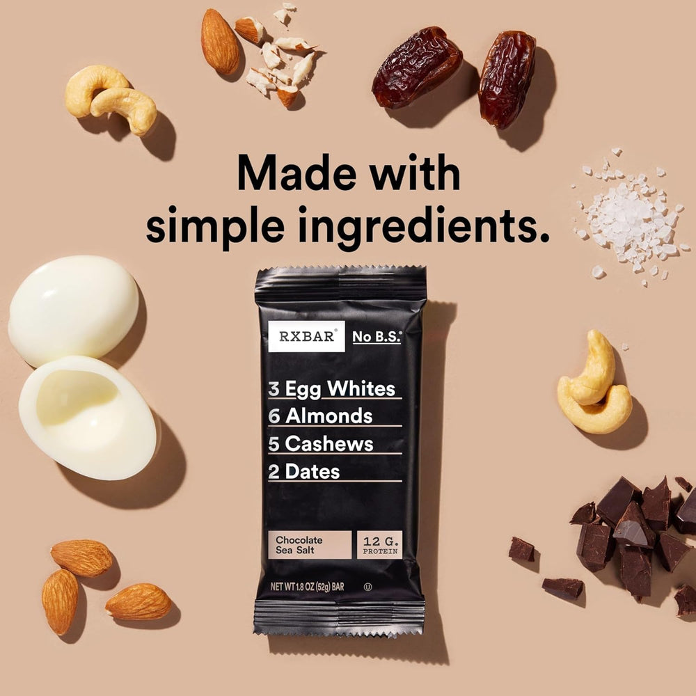 RXBAR Chocolate Sea Salt bar in hand for quick energy during busy days.
