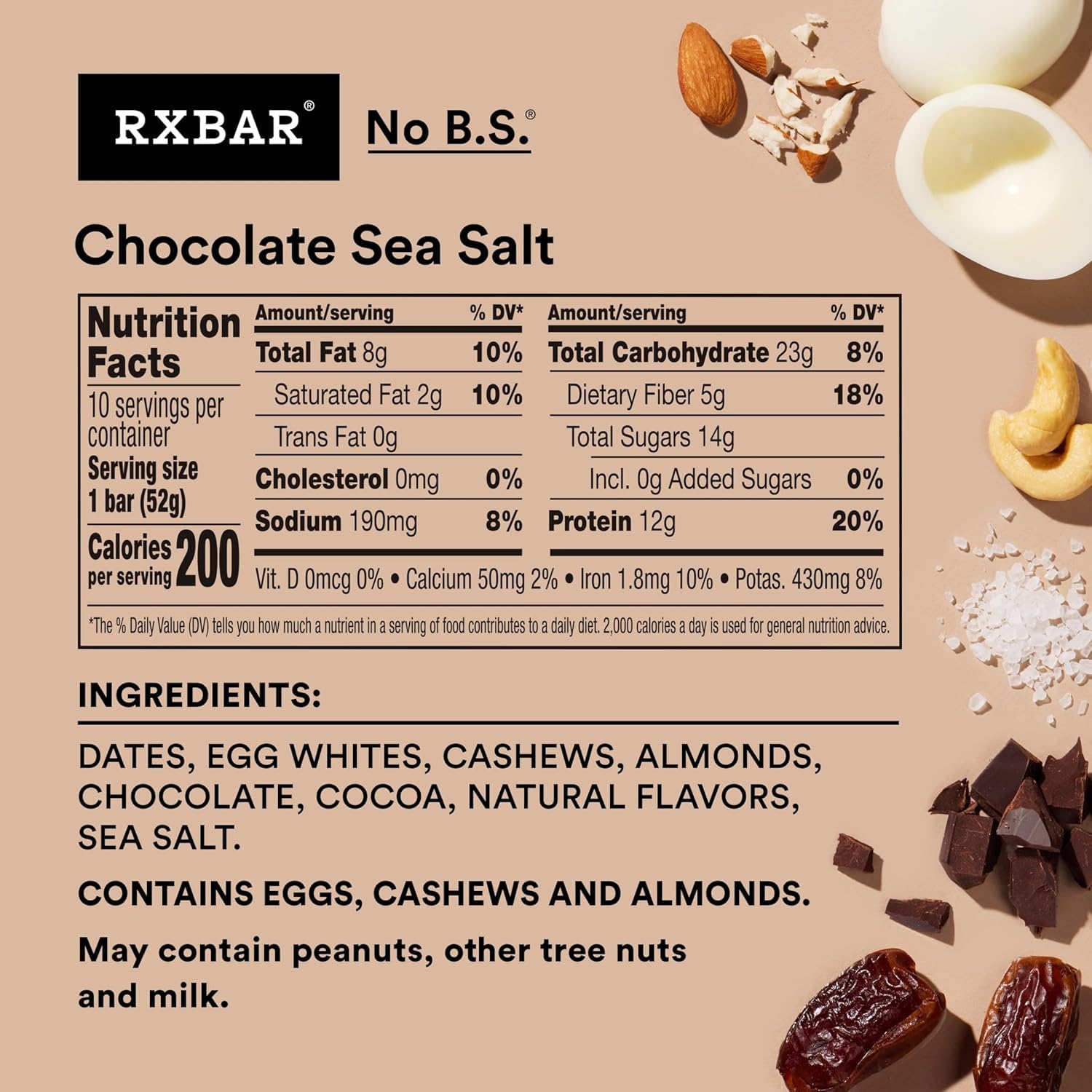 RXBAR Chocolate Sea Salt bars on a shelf highlight simple ingredients and flavor.