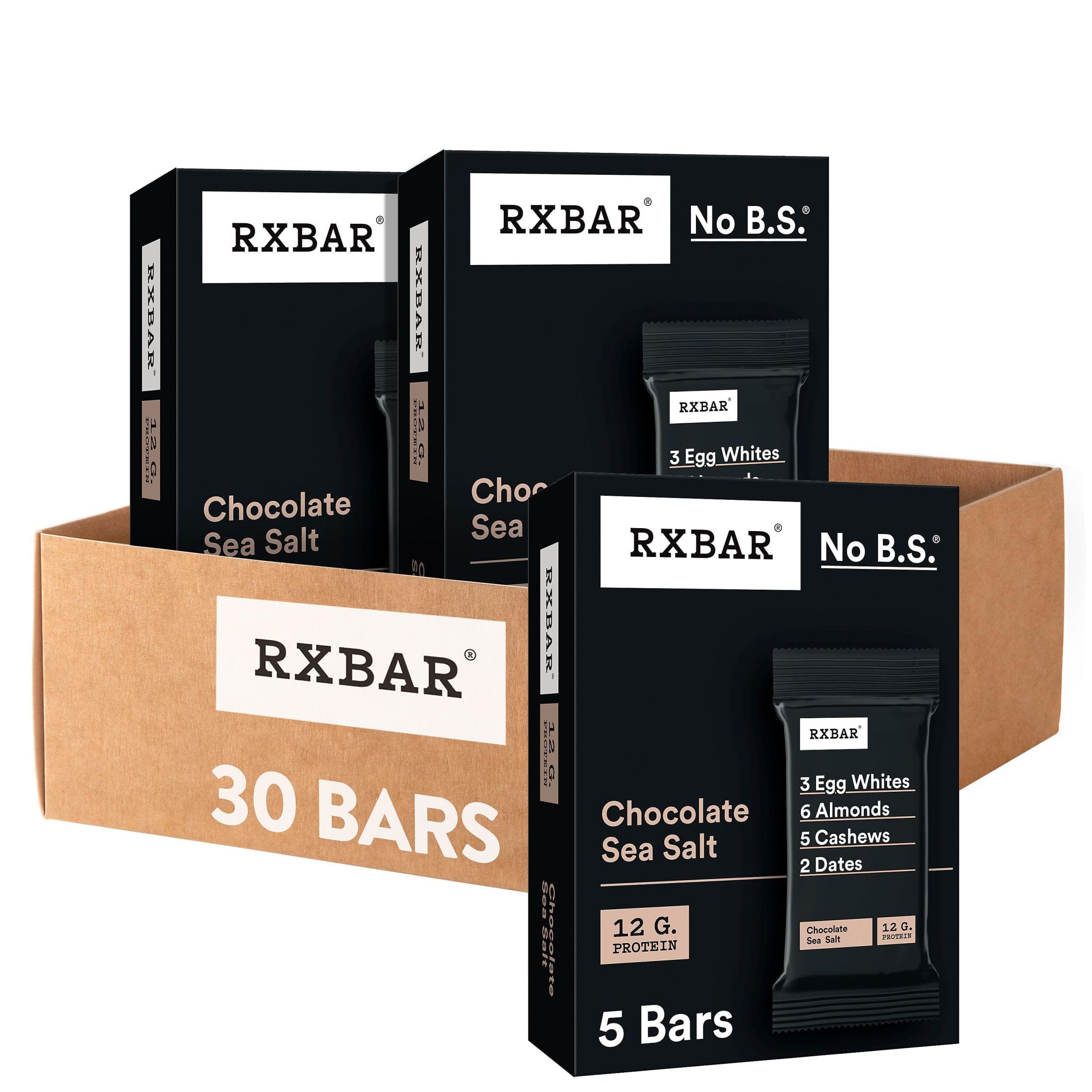 RXBAR Chocolate Sea Salt bar packaging highlights real ingredients for clean snacking on the go