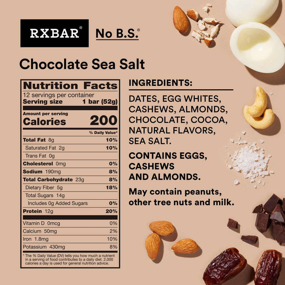 RXBAR Chocolate Sea Salt bars closeup reveal real ingredients