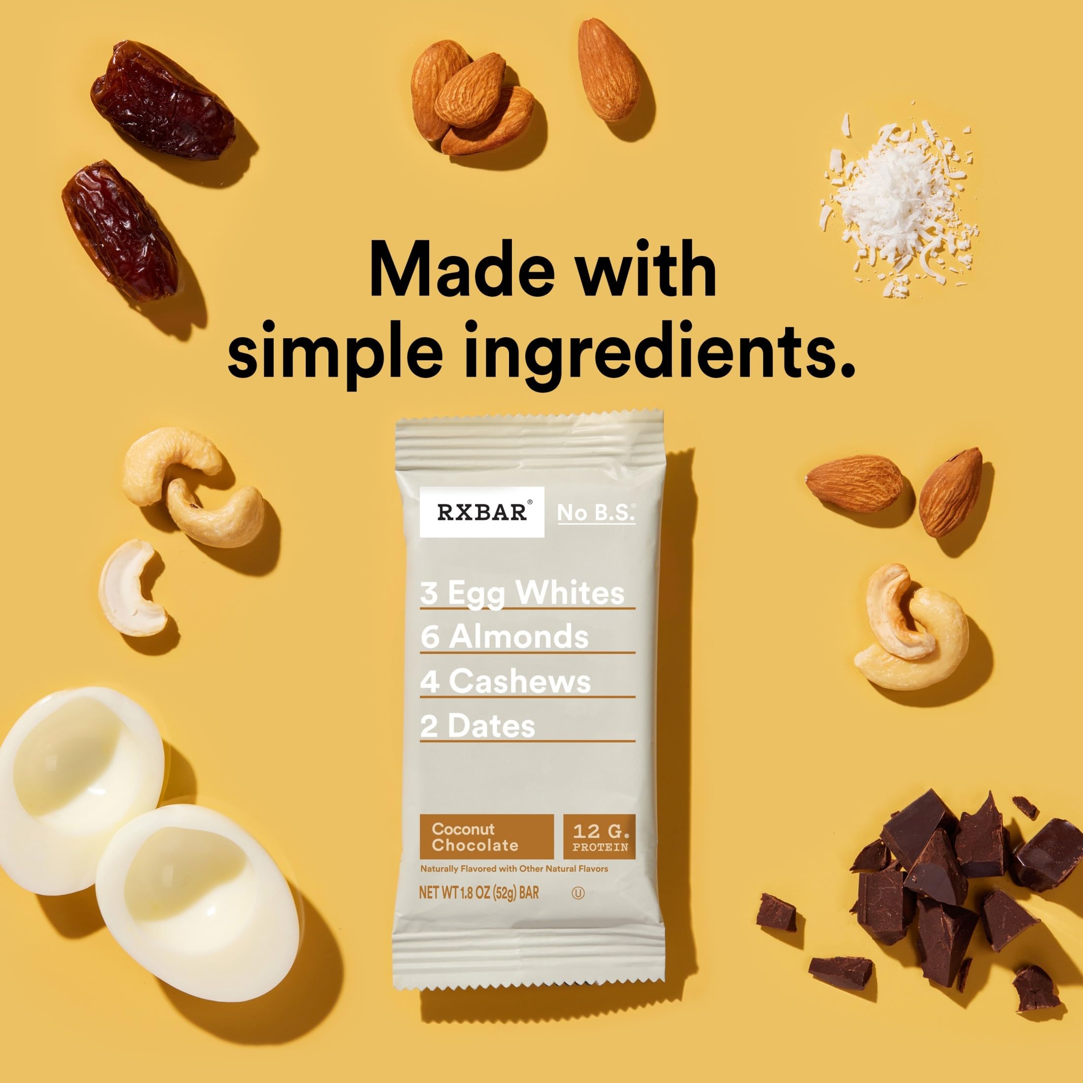 RXBAR Coconut Chocolate bar close-up showing chewy texture.