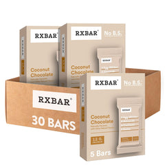RXBAR Coconut Chocolate pack showing six bars for on-the-go energy.