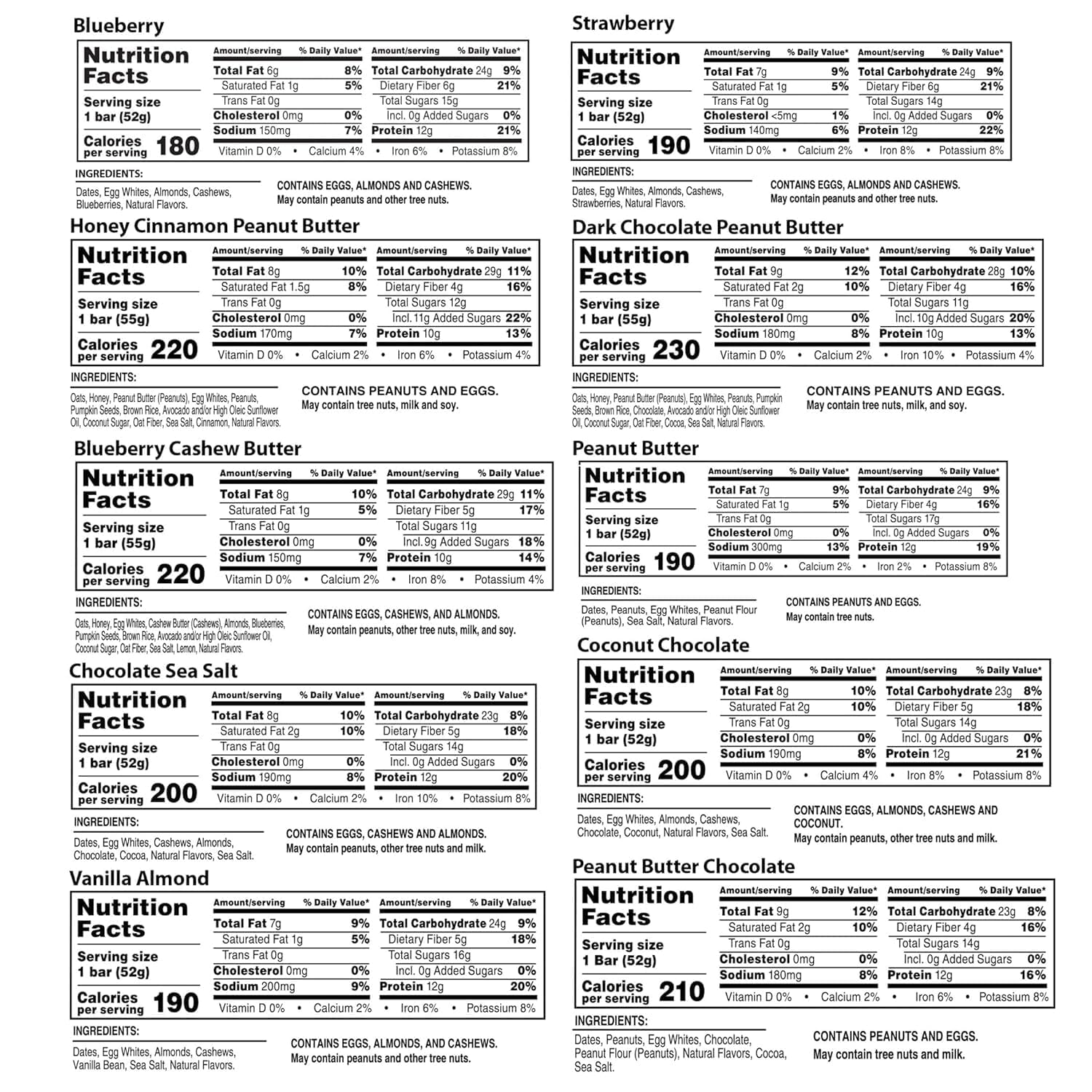 RXBAR flavor lineup close-up highlighting ten flavors for variety.