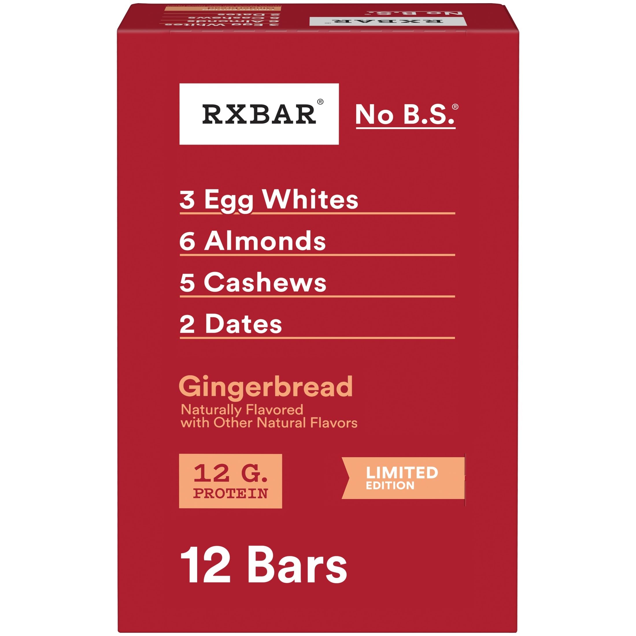 RXBAR Gingerbread bar wrapped in festive packaging for a convenient holiday snack