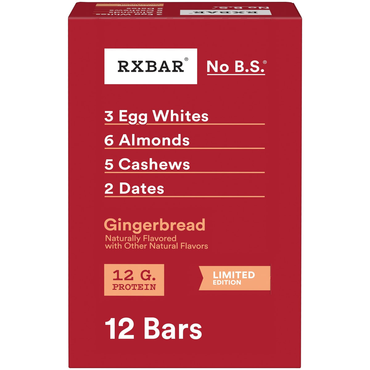 RXBAR Gingerbread bar wrapped in festive packaging for a convenient holiday snack