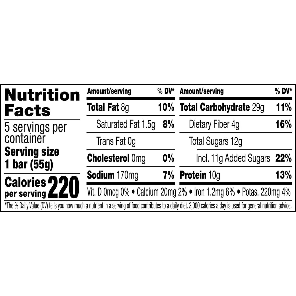 Gluten-free RXBAR bar with whole grain content label visible