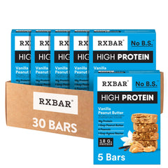 RXBAR High Protein Vanilla Peanut Butter bar front box — gluten-free protein snack