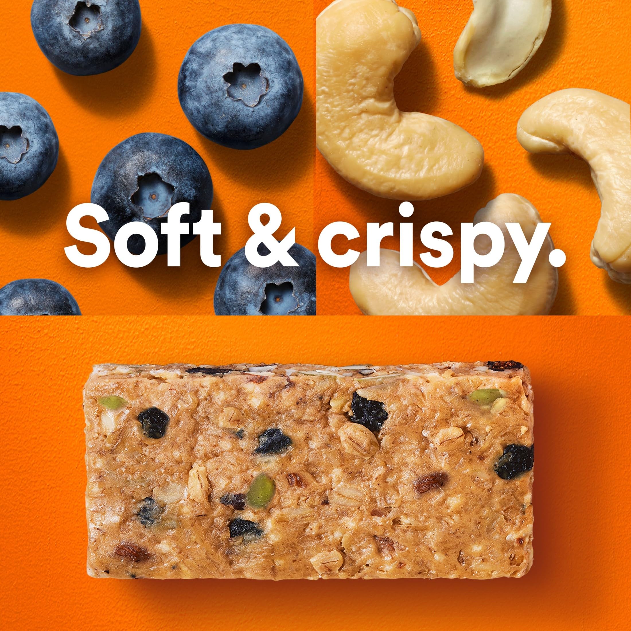 RXBAR bar with visible blueberries highlights the vibrant fruit flavor