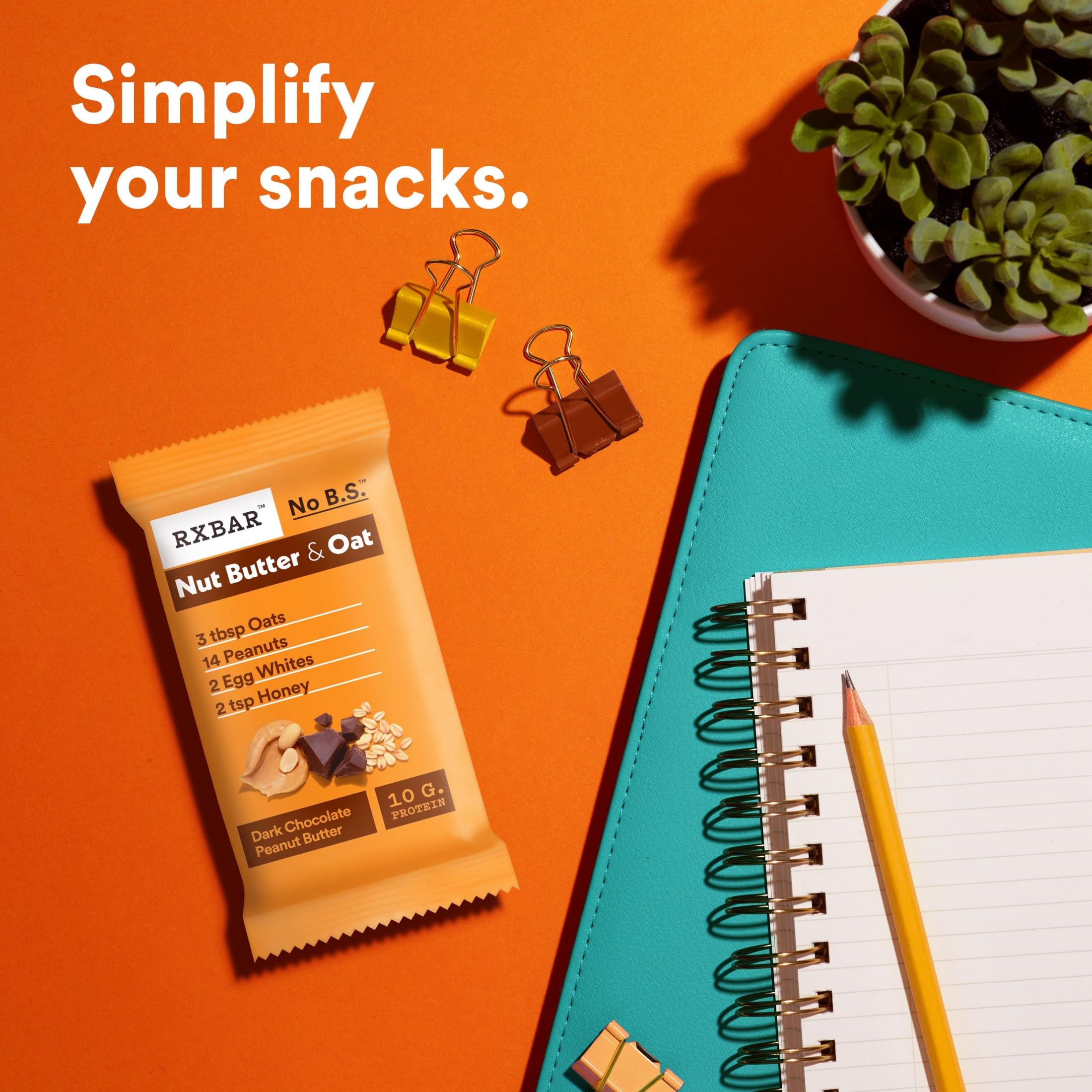 RXBAR Nut Butter and Oat bar cross-section; visible whole grains and peanut.